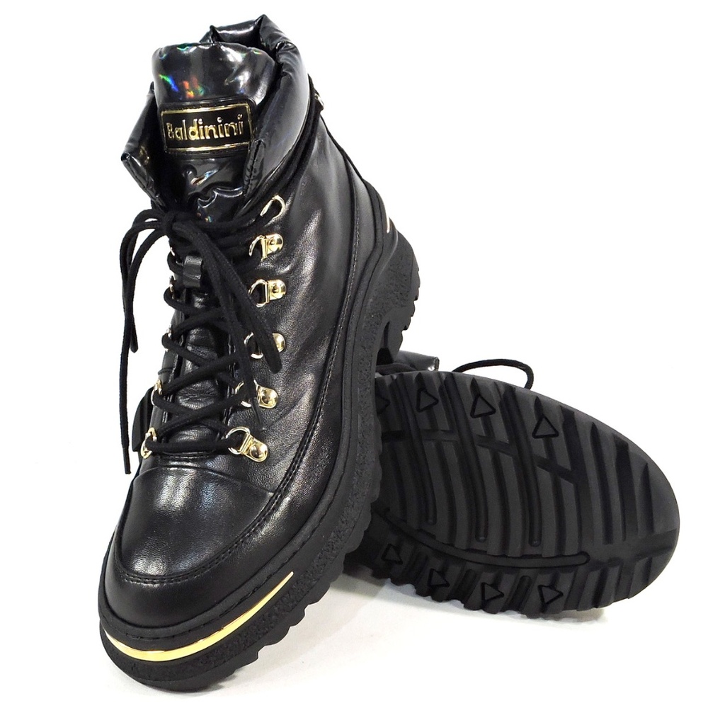 BALDININI 🇮🇹 BLACK LEATHER FASHION WINTER BOOTIE